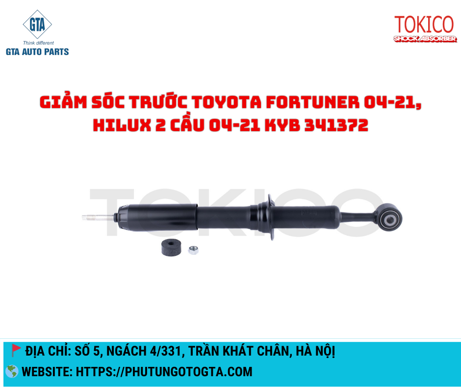 Giảm sóc trước Toyota Fortuner 04-21, Hilux 2 cầu 04-21 KYB 341372-TOKICO