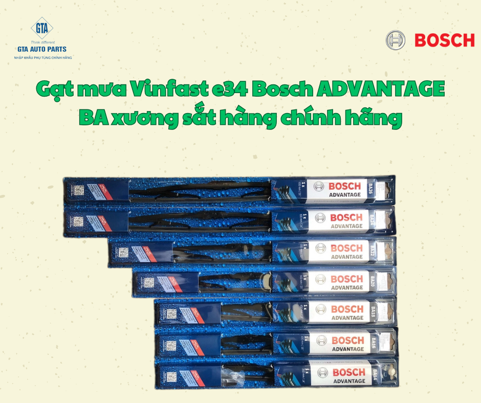 Gạt mưa Vinfast e34 Bosch ADVANTAGE BA xương sắt hàng chính hãng