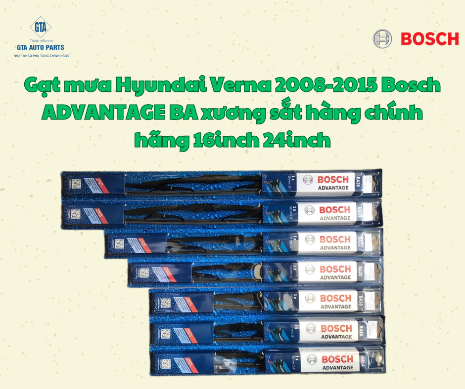 Gạt mưa Hyundai Verna 2008-2015 Bosch ADVANTAGE BA xương sắt hàng chính hãng 16inch 24inch