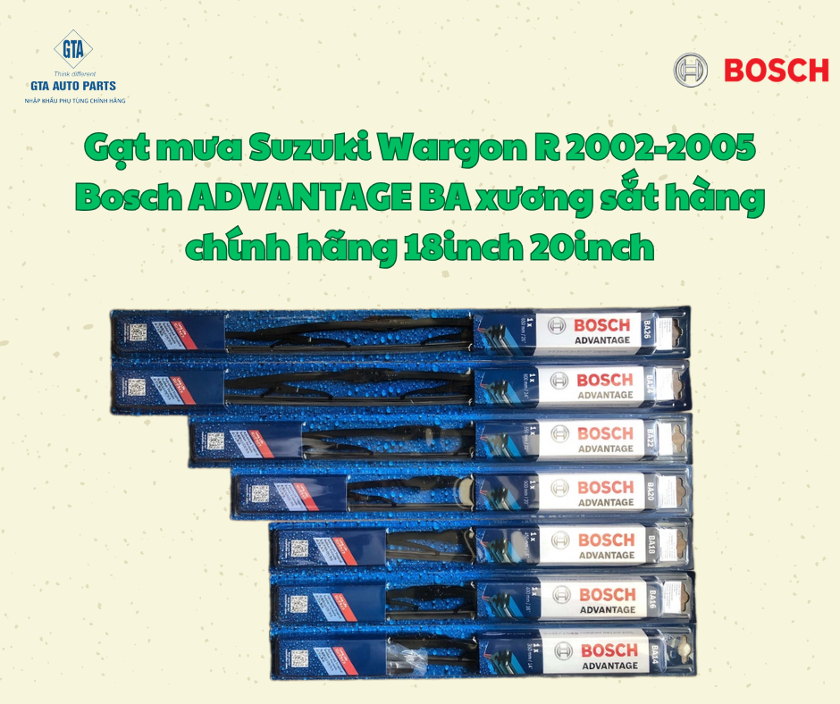 Gạt mưa Suzuki Wargon R 2002-2005 Bosch ADVANTAGE BA xương sắt hàng chính hãng 18inch 20inch