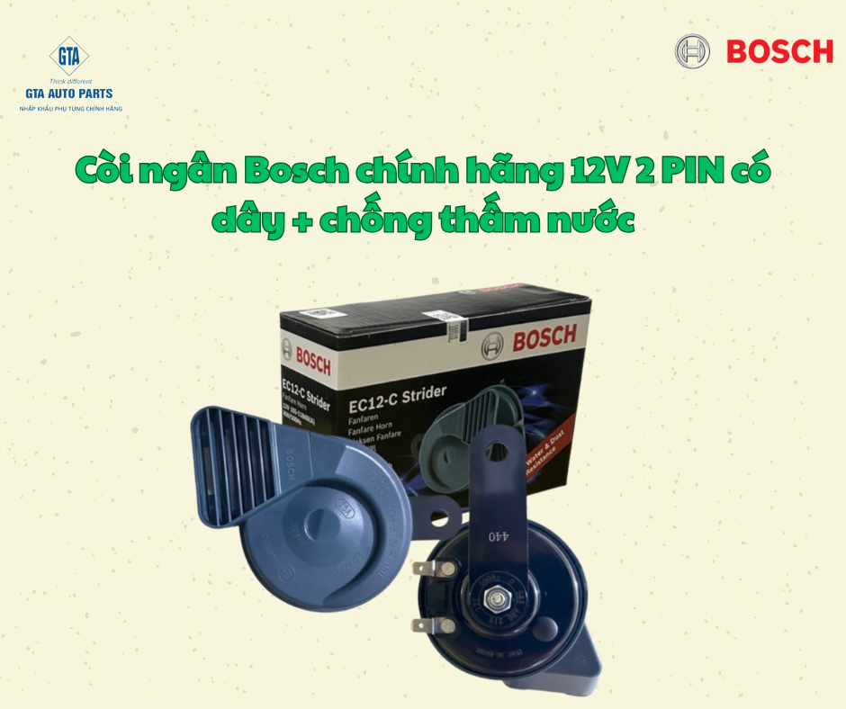 Còi ngân Bosch chính hãng 12V 2 PIN có dây + chống thấm nước